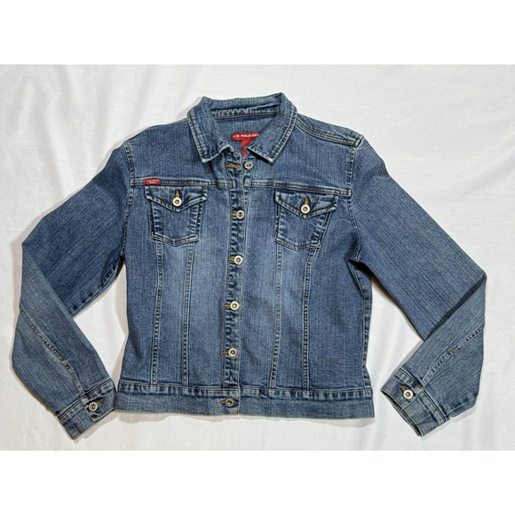 Vintage U.S. Polo Assn Large Denim Jacket Jean Logo Preppy Western EUC - Picture 1 of 12
